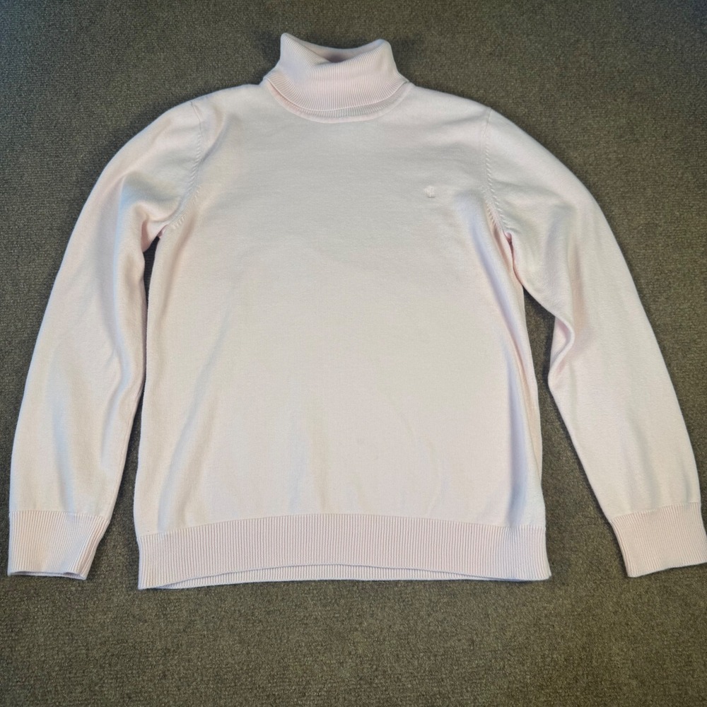 Lauren Ralph Lauren Womens Large Pink Turtleneck Sweater Cotton LRL Logo Knit